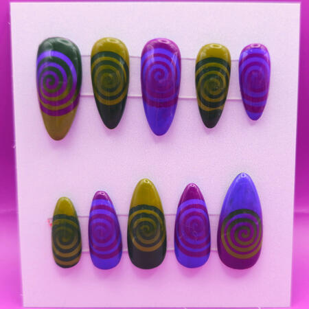 Green and Purple Spooky Spirals